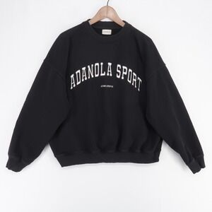 Adanola AS Oversized Sweatshirt Womens S Black Graphic Active Crewneck